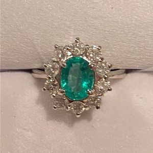 Emerald 1.2 ct Platinum + 1 Ct Diamond Ring Natural Appraised $9,950 Stunning!